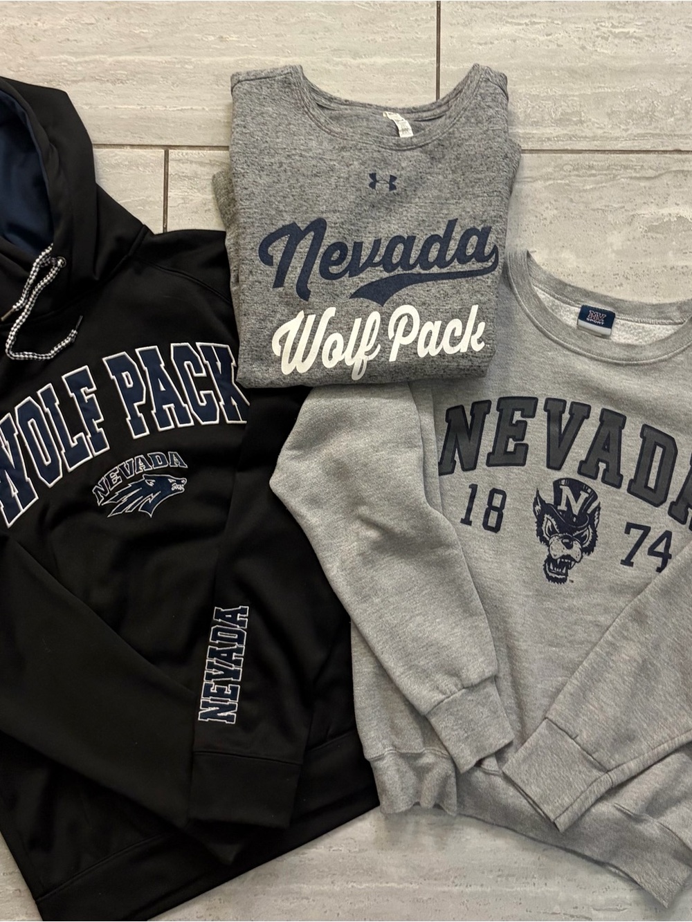 Lot of 3 Nevada Wolf Pack - UNR sweatshirts